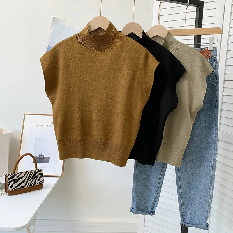 Blusa de Malha com Gola Alta