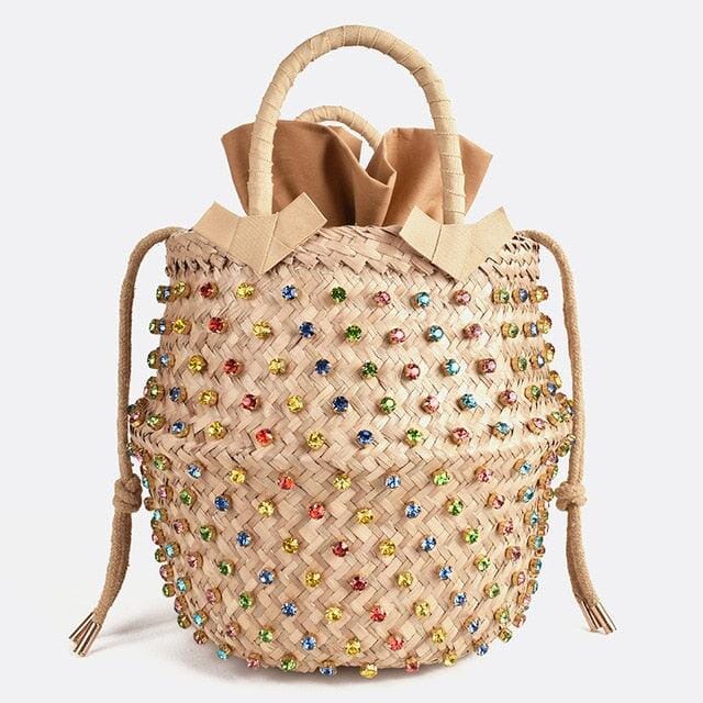 Bolsa de Palha com Pedras - Preciosa