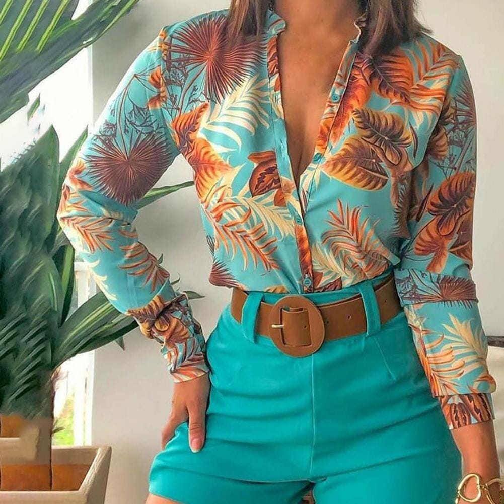 Conjunto Camisa Social de Estampa Floral + Short