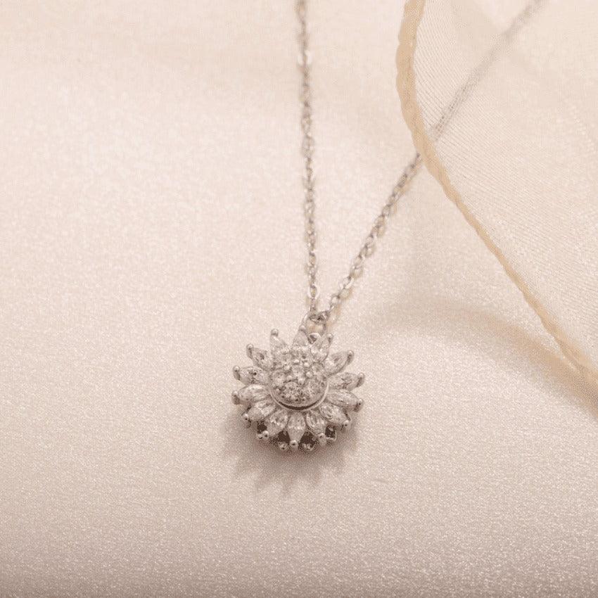 Corrente Giratória Feminina Girassol SUNFLOWER - Banhada em Ouro e Prata Cravejada Em Zircônia Tipo AAA - Lojas Promorin