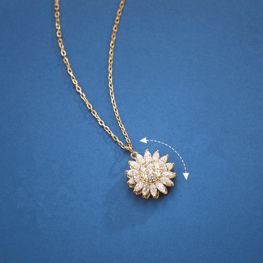 Corrente Giratória Feminina Girassol SUNFLOWER - Banhada em Ouro e Prata Cravejada Em Zircônia Tipo AAA - Lojas Promorin
