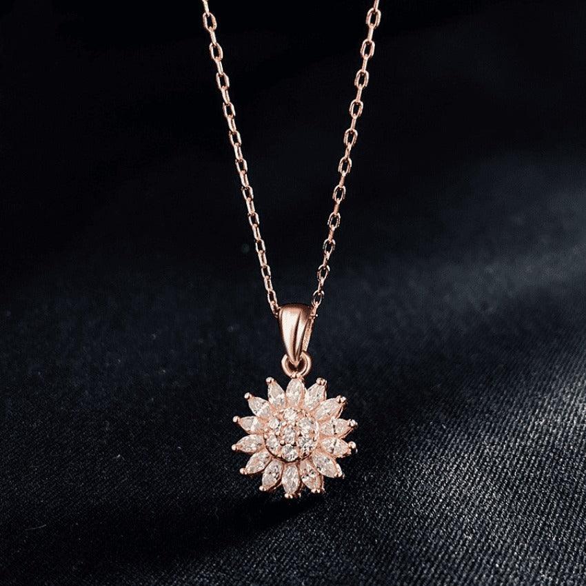 Corrente Giratória Feminina Girassol SUNFLOWER - Banhada em Ouro e Prata Cravejada Em Zircônia Tipo AAA - Lojas Promorin