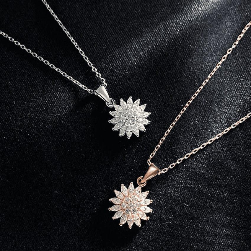 Corrente Giratória Feminina Girassol SUNFLOWER - Banhada em Ouro e Prata Cravejada Em Zircônia Tipo AAA - Lojas Promorin
