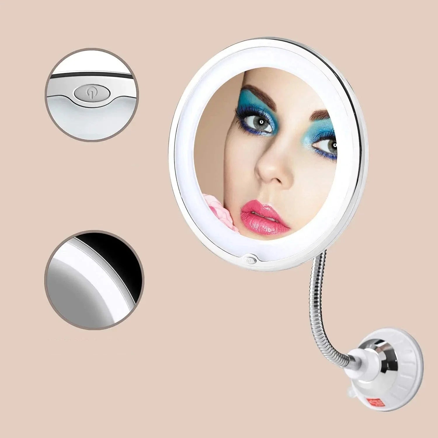 Espelho Led Maquiagem com Ventosa 360 graus