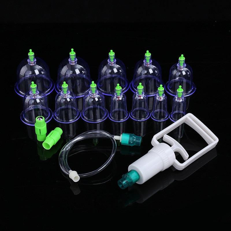 Kit 12 Ventosas + Bomba Ventosa Terapia Massoterapia - Lojas Promorin
