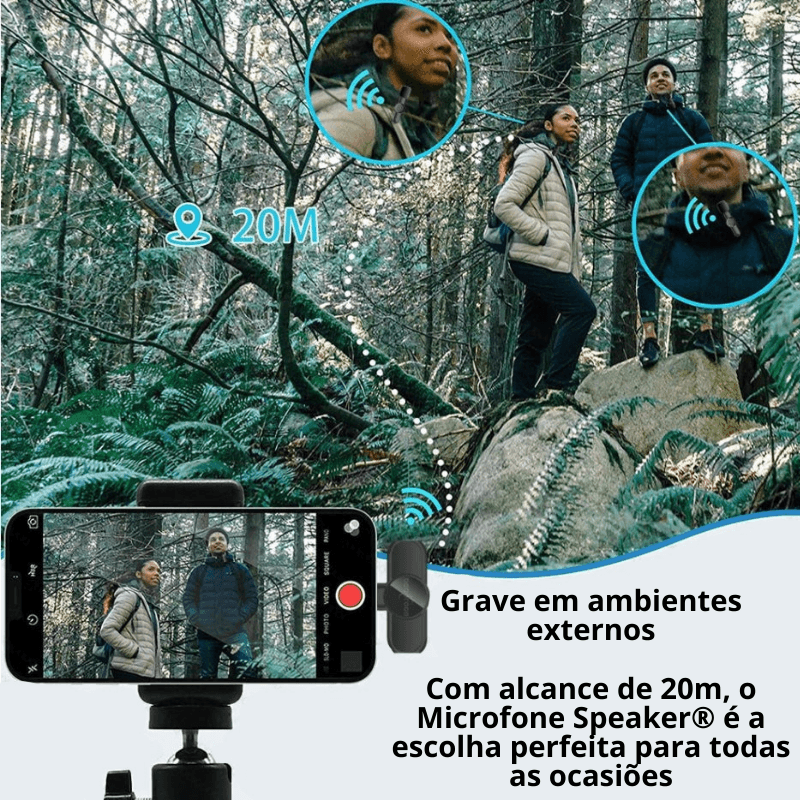 Microfone Profissional De Lapela Sem Fio Speaker® - Lojas Promorin