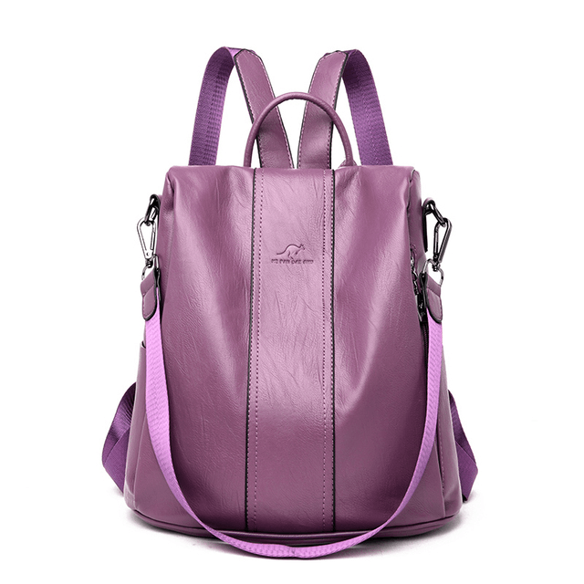 Mochila Feminina Anti Furto de Couro Carolina™ - Lojas Promorin