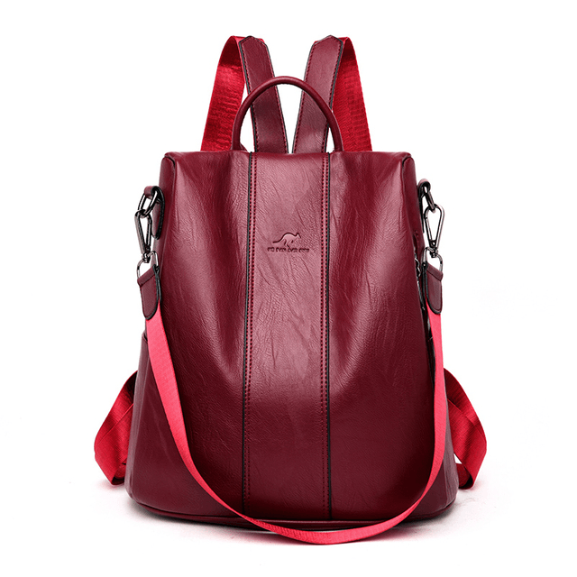 Mochila Feminina Anti Furto de Couro Carolina™ - Lojas Promorin