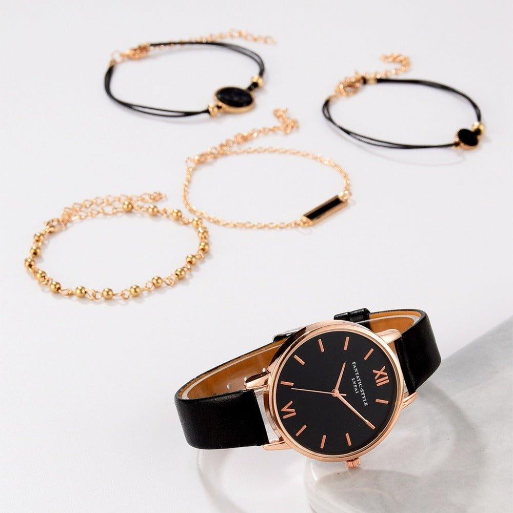 Relógio Feminino Pulseira em Couro - Sense / Brinde 4 Pulseiras - Lojas Promorin