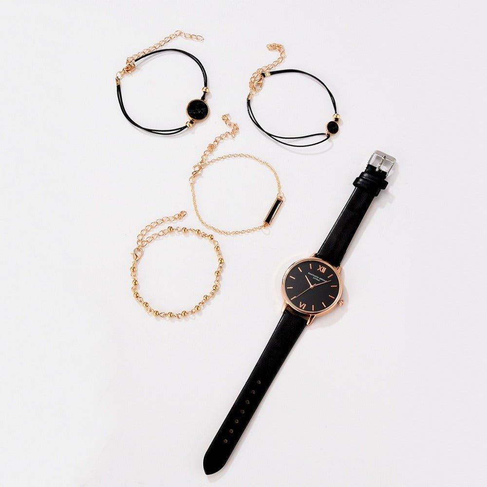 Relógio Feminino Pulseira em Couro - Sense / Brinde 4 Pulseiras - Lojas Promorin