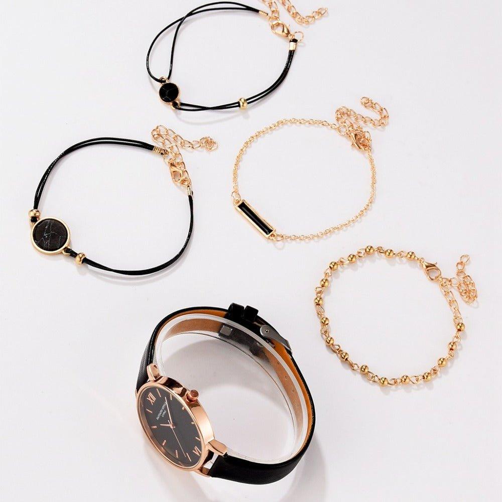 Relógio Feminino Pulseira em Couro - Sense / Brinde 4 Pulseiras - Lojas Promorin