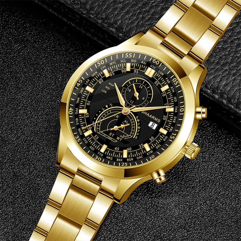 Relógio Masculino Gold Luxo com Pulseira de BRINDE! - Lojas Promorin