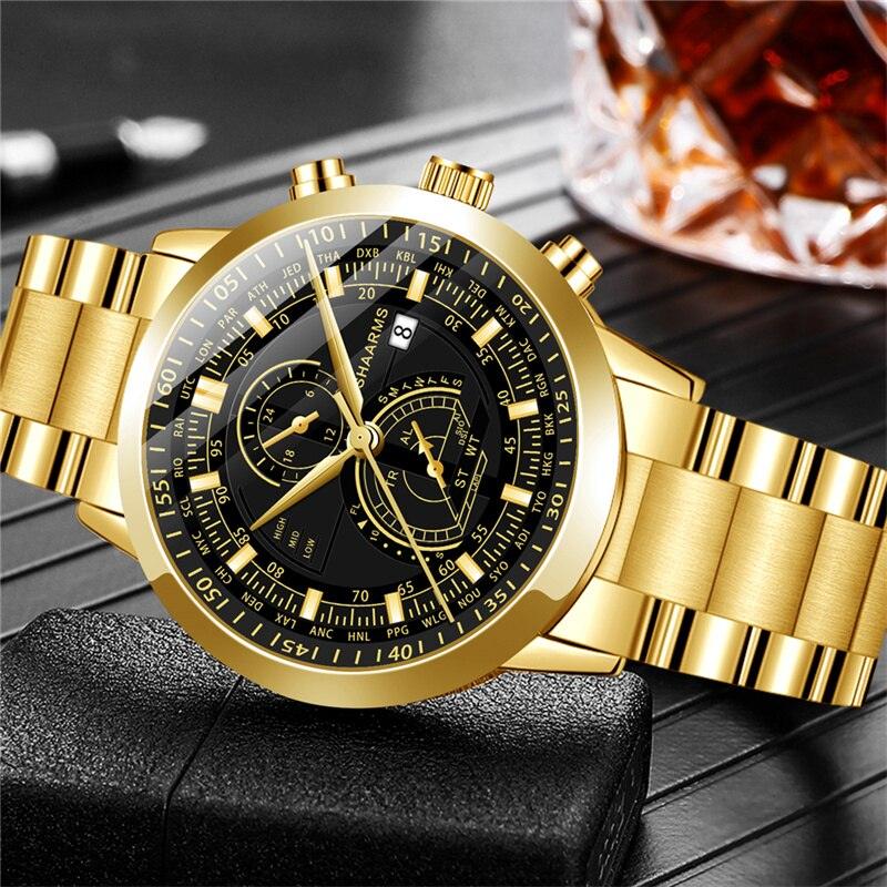 Relógio Masculino Gold Luxo com Pulseira de BRINDE! - Lojas Promorin