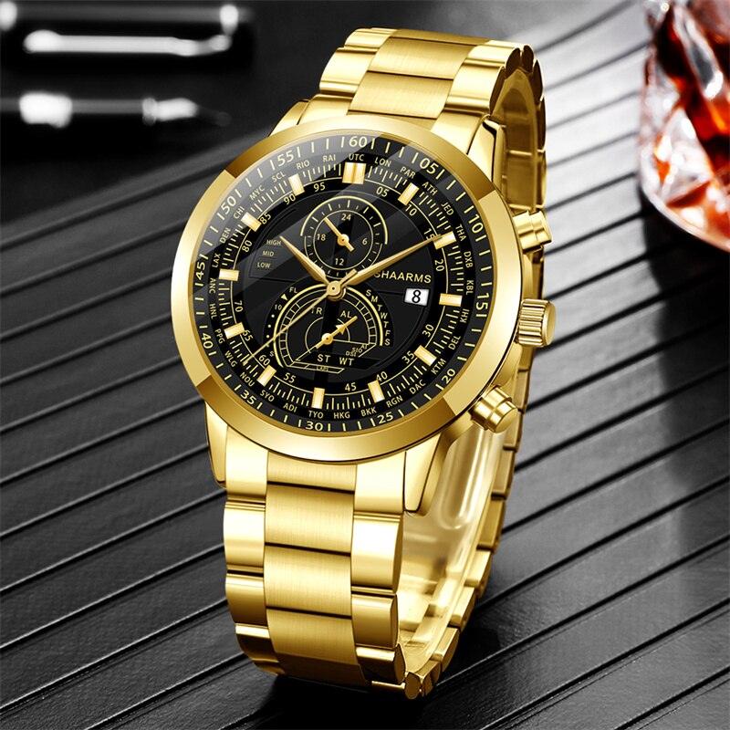 Relógio Masculino Gold Luxo com Pulseira de BRINDE! - Lojas Promorin