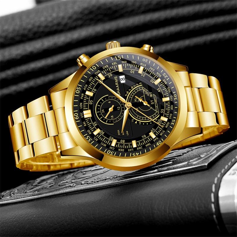 Relógio Masculino Gold Luxo com Pulseira de BRINDE! - Lojas Promorin