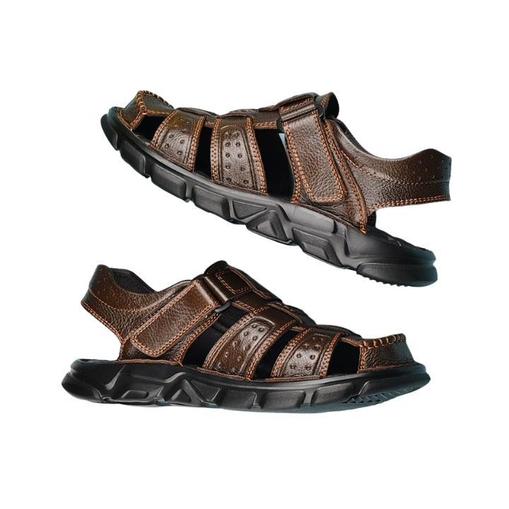 Sandália de Couro Masculina Anti Stress com Velcro - Lojas Promorin