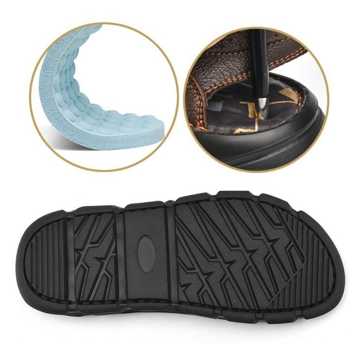 Sandália de Couro Masculina Anti Stress com Velcro - Lojas Promorin