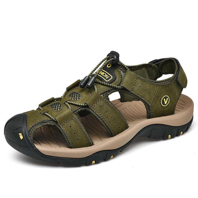 Sandália de Couro Masculina Ortopédica Antiderrapante - Lojas Promorin