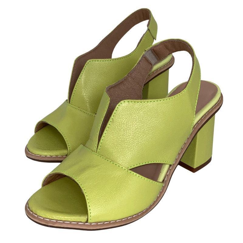 Sandália Laíza Peep Toe em Couro Salto Bloco Médio - Lojas Promorin