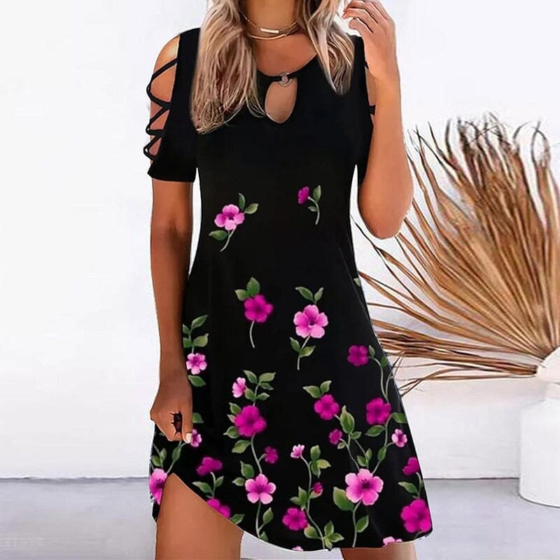 Vestido Curto Floral Acinturado Diva