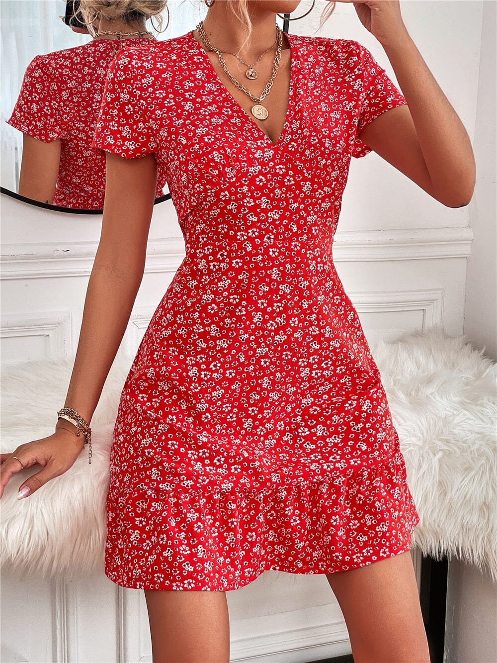 Vestido Floral com Babado Gabriela