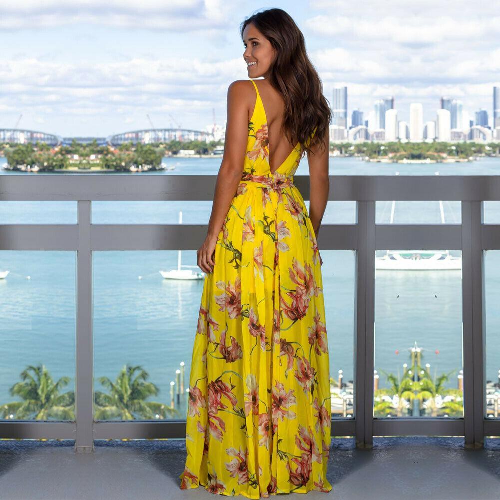 Vestido Longo Floral com Fenda Maju - Lojas Promorin