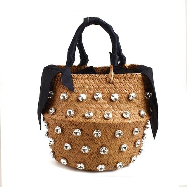 Bolsa de Palha com Pedras - Preciosa