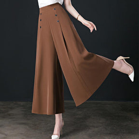 Calça Longa com Cós Alto - modelo GRIFE em Seda e Elastano / Tendência na Moda Verão - Lojas Promorin