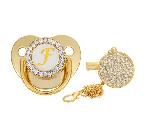 Chupeta Ouro Bling com a Letra Inicial do Seu Bebê - Lojas Promorin