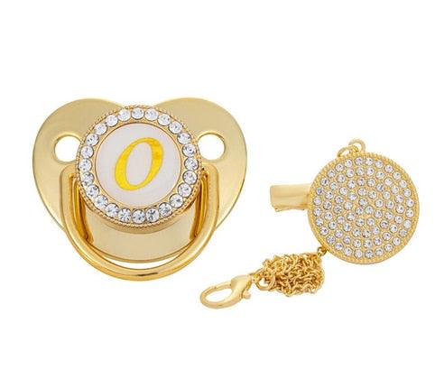 Chupeta Ouro Bling com a Letra Inicial do Seu Bebê - Lojas Promorin