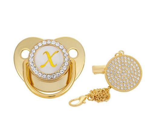 Chupeta Ouro Bling com a Letra Inicial do Seu Bebê - Lojas Promorin