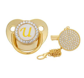 Chupeta Ouro Bling com a Letra Inicial do Seu Bebê - Lojas Promorin