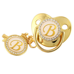 Chupeta Ouro Bling com a Letra Inicial do Seu Bebê - Lojas Promorin