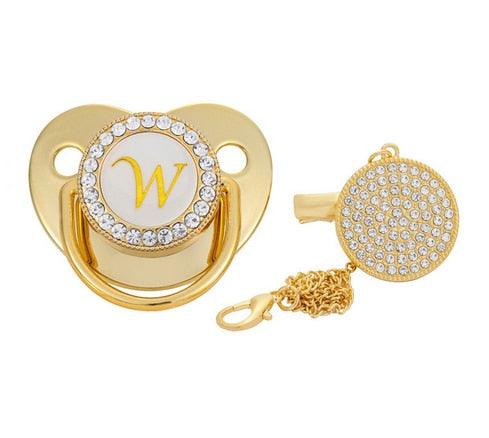 Chupeta Ouro Bling com a Letra Inicial do Seu Bebê - Lojas Promorin