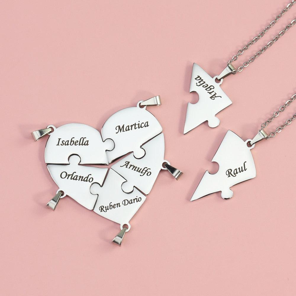 Colar da Amizade de Coração Quebra - Cabeças Personalizado - Lojas Promorin