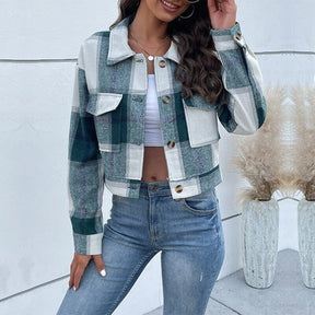 Nova Jaqueta Feminina Xadrez - Moda Inverno