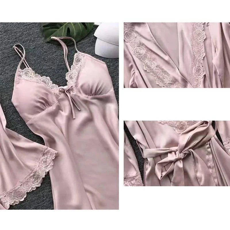 Conjunto Camisola + Robe em Cetim - Charlotte