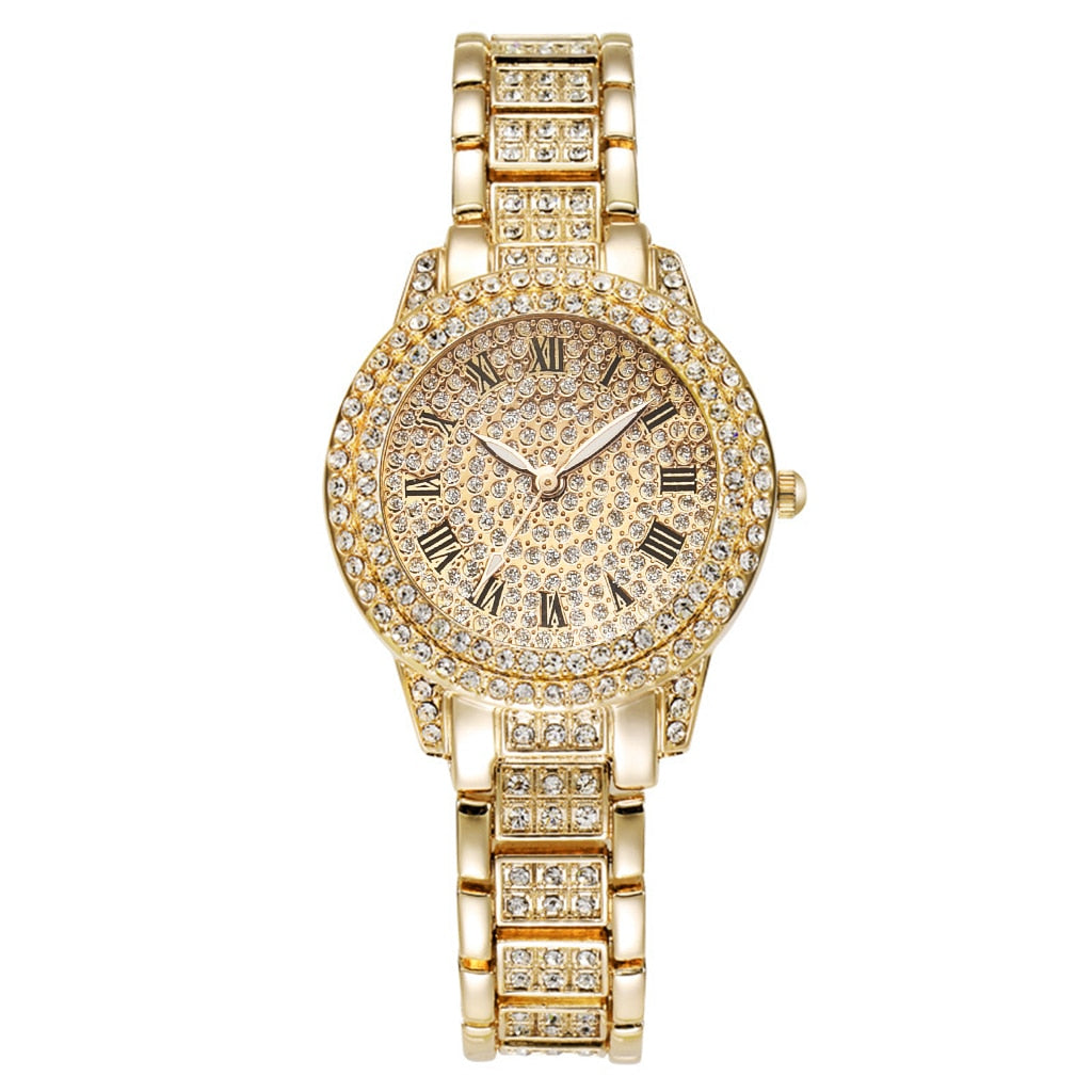 Relógio Cravejado Feminino + Pulseira de Brinde
