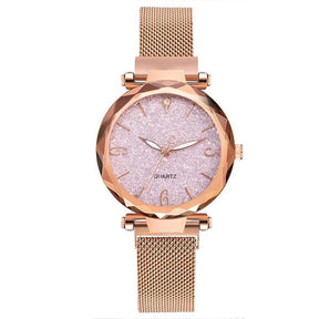 Relógio Feminino QUARTZ Crystal Rosê - Luxuoso com Pulseira Rosê Gold e Fundo Cristal Rosê (ÚLTIMAS PEÇAS EM QUEIMA DE ESTOQUE) - Lojas Promorin