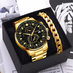 Relógio Masculino Gold Luxo com Pulseira de BRINDE! - Lojas Promorin