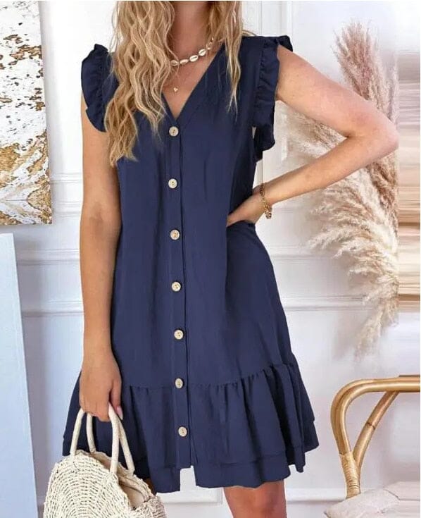 Vestido Curto com Botões Elena