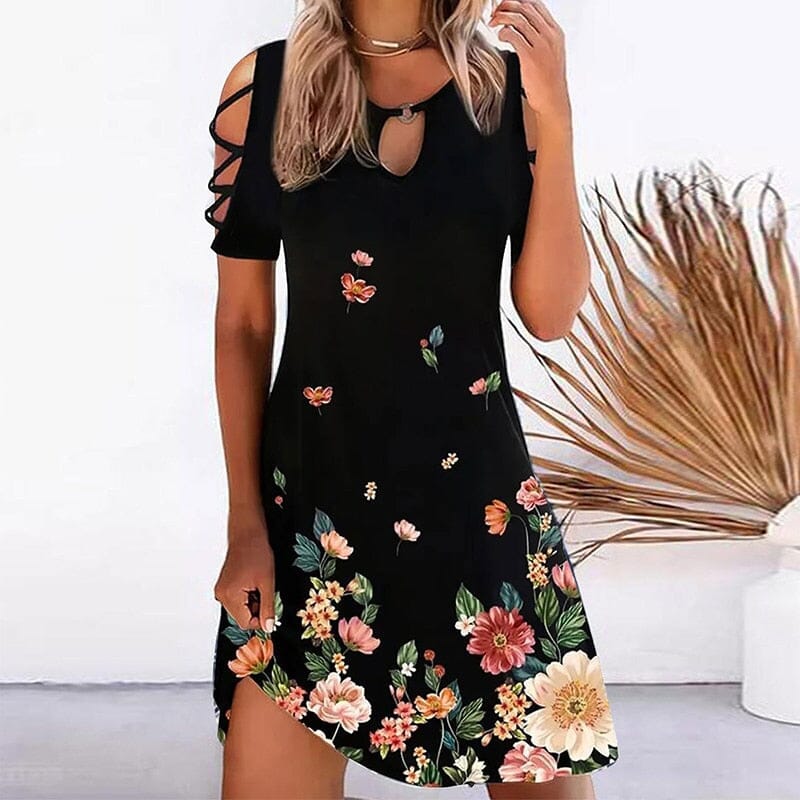 Vestido Curto Floral Acinturado Diva