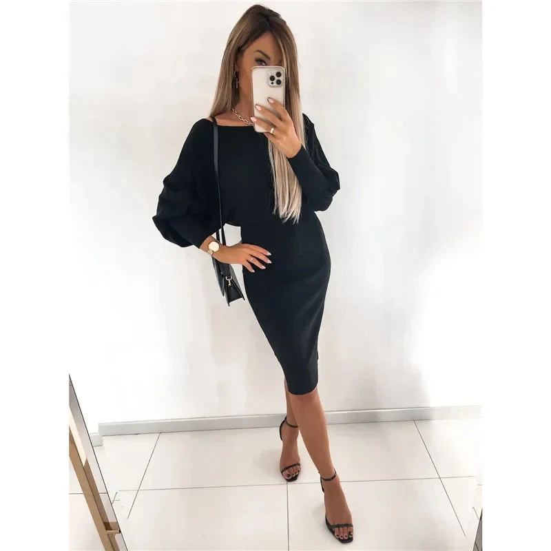 Vestido Feminino de Manga Longa - Lunara