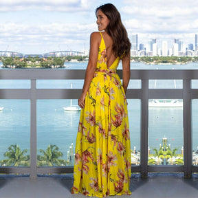 Vestido Longo Floral com Fenda Maju - Lojas Promorin