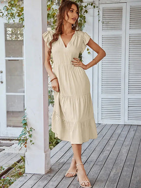Vestido Midi com Manga Babado Valentina - Moda Verão