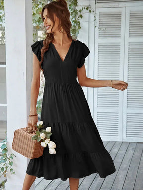 Vestido Midi com Manga Babado Valentina - Moda Verão